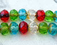 6x8mm Rondelle Beads Mixed Lot Picasso Beads - Clear Picasso, Aqua Picasso, Green Picasso and Red Picasso Fire Polished Czech Glass Christmas Beads Mixed Bead Soup 0EVE1418