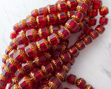 10mm Siam Red Crown Cathedral Beads with Gold Edge 0EVE1547