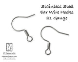 Stainless Steel Earring Wires Silver Tone Hook Earring Findings 21 Gauge Sensitive Ear Non Tarnish Corrosion and Oxidation Resistant - 50 pc