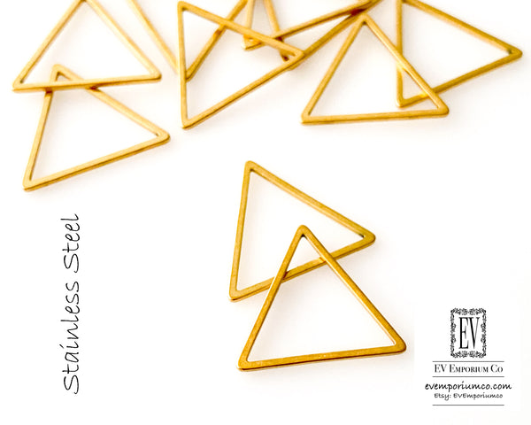 304 Stainless Steel Small Triangle Connectors Gold Plated Frame for Lightweight Jewelry Clay Macrame Earring Base Seed Beads #4G - 10 Pieces 0EVE2759