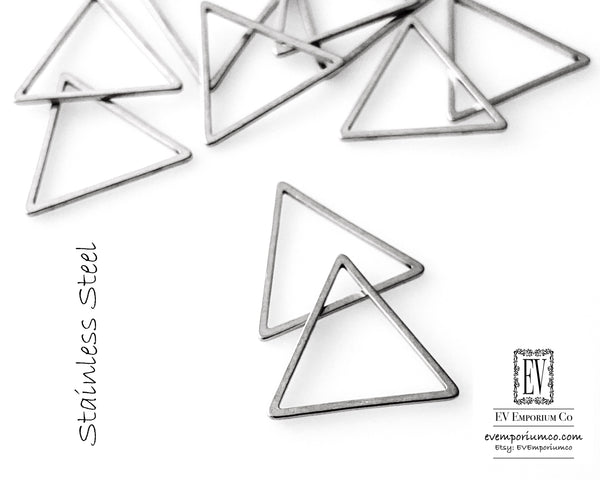 304 Stainless Steel Small Triangle Connectors Silver Frames for Lightweight Jewelry Clay Earring Base Seed Beads Wire Wrap #4S - 10 Pieces 0EVE2757