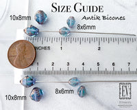 Bicone Beads 8x6mm Czech Glass Antik Fancy Cut Caribbean Blue with Bronze Edge 0EVE1275