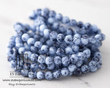 Speckled Egg Beads 6mm Round Druk Bead Matte Blue Periwinkle with Black Speckles 0EVE1988