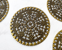 Antique Bronze Filigree Metal Stampings Large Round Wraps Circle Sun Shape Flexible Craft Embellishments 00EVE516