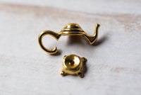 3D Teapot Bead Caps Antique Gold Tea Infuser Charms 00EVE490