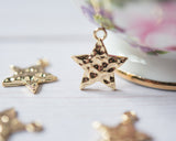 Gold Star Charms Hammered Metal Texture 00EVE479