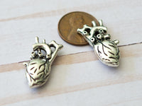 Human Heart Replica Antique Silver Pendant Anatomy Charms 3D Halloween Jewelry Making