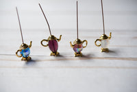 3D Teapot Bead Caps Antique Gold Tea Infuser Charms 00EVE490