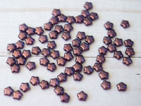 8mm Small Glass Star Beads Lumi Amethyst Purple with Bronze Accents Czech Glass Celestial Pentagram 00EVE814