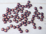 8mm Small Glass Star Beads Lumi Amethyst Purple with Bronze Accents Czech Glass Celestial Pentagram 00EVE814