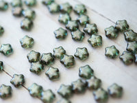 8mm Small Glass Star Beads Green Pressed Glass Beads Christmas Crafts and Jewelry 00EVE815