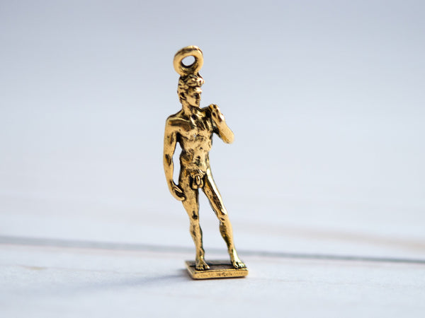 24k Gold Plated Statue of David Art History Pendant Replica Statue Jewelry Making Charm Made in USA 0EVE1098