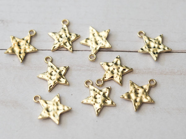 Gold Star Charms Hammered Metal Texture 00EVE479