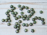 8mm Small Glass Star Beads Green Pressed Glass Beads Christmas Crafts and Jewelry 00EVE815