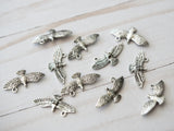 Bird Charms 3D Antique Silver Small Detailed on Both Sides Metal Flying Birds Silver Eagle Charms 00EVE719