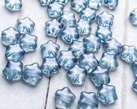 8mm Light Blue Pressed Glass Star Beads 0EVE1033