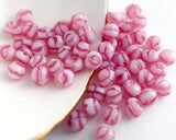 6mm Fire Polished Pink Striped Glass Beads 00EVE450