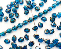 Bicone Beads 8x6mm Czech Glass Antik Fancy Cut Caribbean Blue with Bronze Edge 0EVE1275