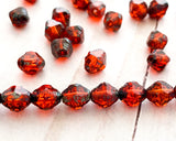 Bicone Beads 8x6mm Czech Glass Antik Fancy Cut Red Orange Picasso Beads 0EVE1278