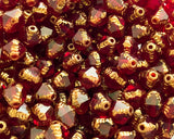 Bicone Beads 8x6mm Czech Glass Antik Fancy Cut Garnet Red with Bronze Gold Edge 0EVE1290