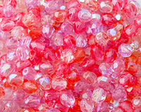 "Peach Orchard Passion" Bulk Buy Czech Fire Polished Beads 6mm Mix Pink Purple Peach Glass Beads Mixed Lot Rare Colors 0EVEML18