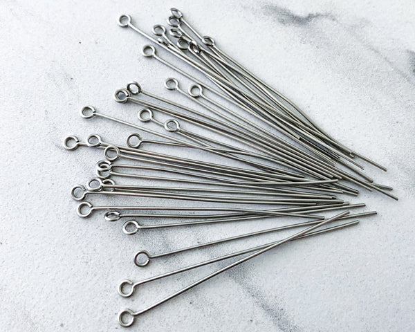 304 Stainless Steel Eye Pins 2" 21 Gauge Wire - Durable Resistant to Corrosion and Oxidation 0EVE1370