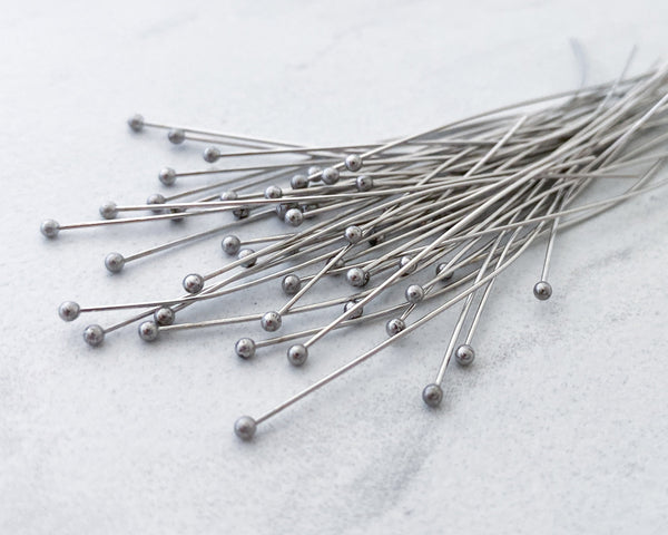 304 Stainless Steel Ball Head Pins 2" 24 Gauge Wire 0EVE1376