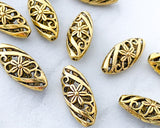 Large Antique Gold Spacer Beads Oval Shaped Floral Filigree Carved Hollow Metal Beads with Large Holes for Beading Jewelry Crafts 0EVE1388-4