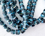 8mm Montana Blue Picasso Window Cut Cathedral Beads Czech Glass Beads Multi Faceted Vintage Cut 0EVE1619