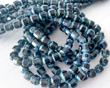 8mm Montana Blue Picasso Window Cut Cathedral Beads Czech Glass Beads Multi Faceted Vintage Cut 0EVE1619