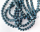 8mm Montana Blue Picasso Window Cut Cathedral Beads Czech Glass Beads Multi Faceted Vintage Cut 0EVE1619