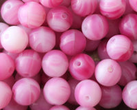 6mm Druk Beads Pink and White Marbled Round Glass Beads Pressed Glass 0EVE2740