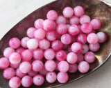 6mm Druk Beads Pink and White Marbled Round Glass Beads Pressed Glass 0EVE2740