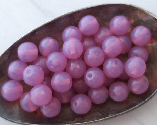 8mm Druk Beads Lilac Rose Czech Pressed Glass Pastel Blended Pink and Purple Semi Opaque 0EVE2738