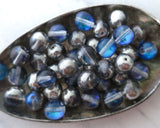 8mm Druk Beads Heliotrope Half Silver with Blue Purple Rainbow Flashes Round Pressed Glass Czech Beads 0EVE2749