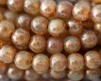 6mm Round Druk Beads Golden Champagne Picasso Beads Beige Neutral Color Earth Tones 0EVE1982