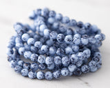 Speckled Egg Beads 6mm Round Druk Bead Matte Blue Periwinkle with Black Speckles 0EVE1988