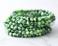 Speckled Egg Beads 6mm Round Druk Bead Matte Mint Pastel Green with Black Speckles 0EVE2176