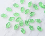 12x7mm Side Drilled Leaf Beads Pale Mint Green Czech Pressed Glass Leaves 0EVE1893