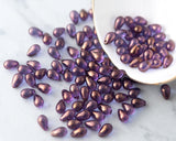 6x9mm Lumi Purple Bronze Side Drilled Teardrop Czech Glass Smooth Pressed Glass Drop Bead 00EVE400