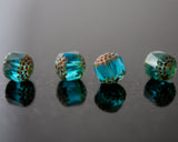 10mm Crown Cathedral Bead Aqua Blue with Picasso Finish 0EVE1890