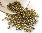 4x6mm Gold Teardrops Side Drilled Drop Beads Gold Crystal Amber Czech Glass Beads Smooth Drop Beads Tear Drop - 50 Beads IABC-Z4X6PGDS-CAM