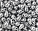 4x6mm Silver Teardrops Side Drilled Drop Beads Jet Labrador Full Czech Glass Beads Smooth Drop Beads Tear Drop - 50 Beads IABC-Z4X6PGDS-CLF