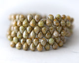 4x6mm Teardrops Side Drilled Drop Beads Sage Green and Pale Olive Picasso Czech Glass Beads  - 50 Beads 0EVE2292