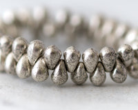 4x6mm Teardrops Side Drilled Drop Beads Antique Silver Metallic Czech Glass Beads  - 50 Beads 0EVE2296