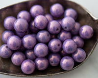 8mm Druk Beads Opaque Purple Luster Czech Glass Round Beads 0EVE2687