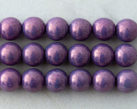 8mm Druk Beads Opaque Purple Luster Czech Glass Round Beads 0EVE2687