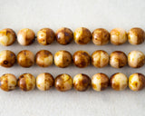 6mm Druk Beads Beige and Brown with Picasso Finish Earth Tone Round Beads 0EVE2686