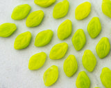 12x7mm Side Drilled Leaf Beads Opaque Chartreuse Green Czech Pressed Glass Leaves Neon Green 0EVE2702