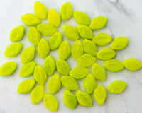 12x7mm Side Drilled Leaf Beads Opaque Chartreuse Green Czech Pressed Glass Leaves Neon Green 0EVE2702